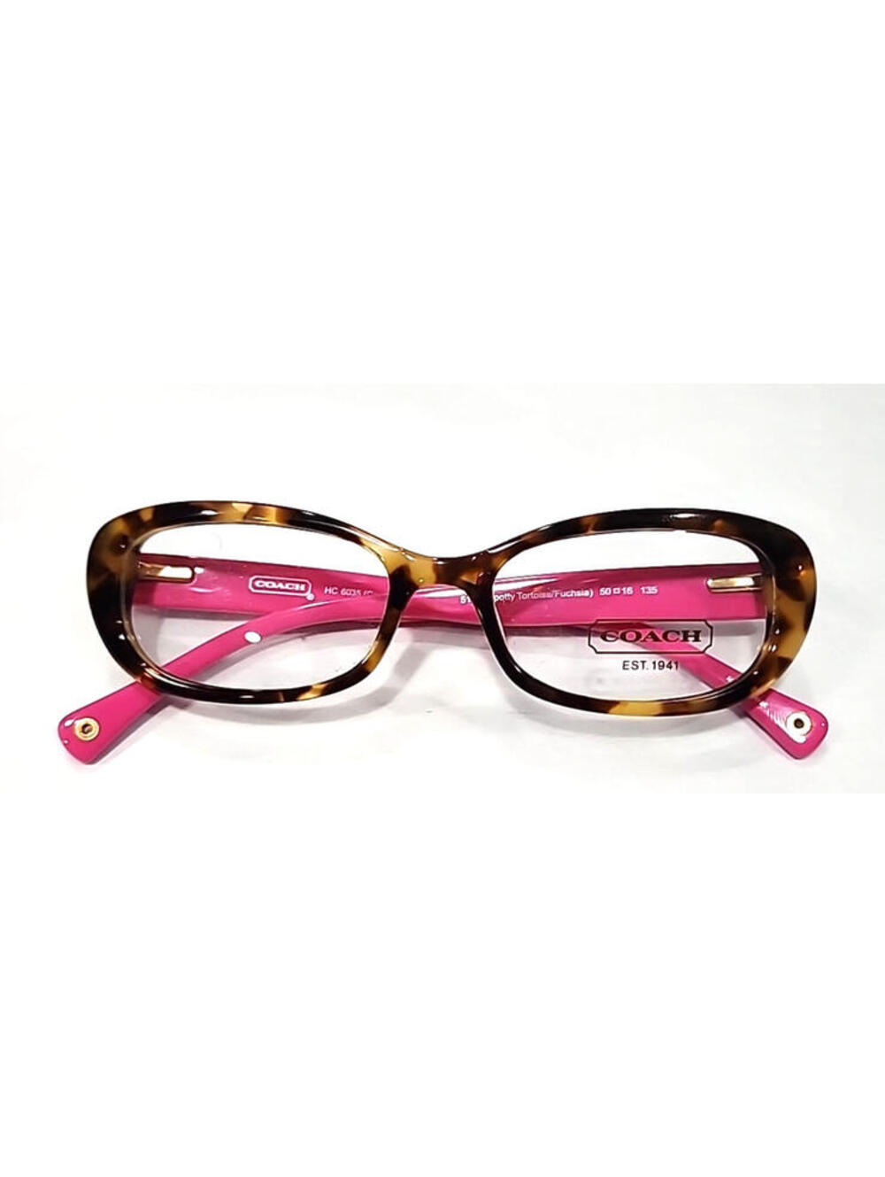 Coach HC6035 Cory 5102 Spotty Tortoise Fuchsia Pink Eyeglasses 50-16 135 New
